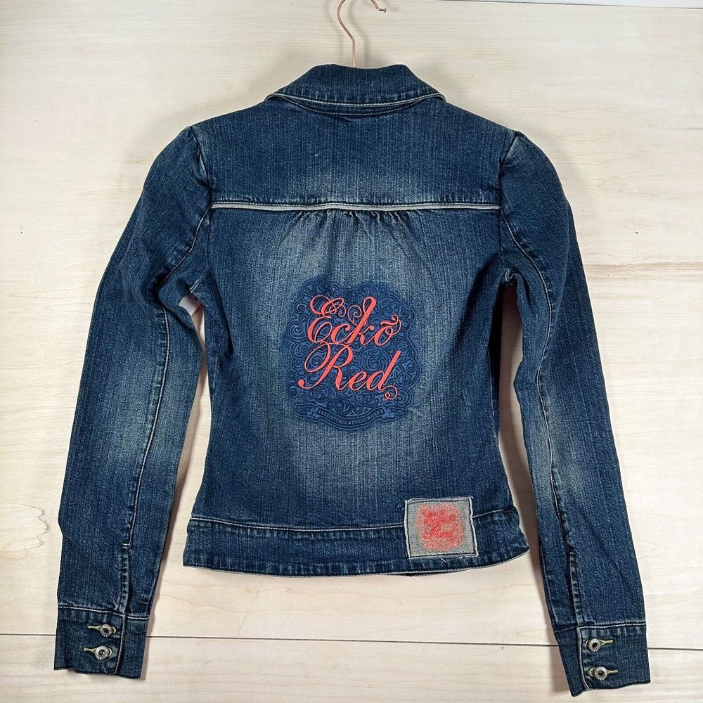 NWT Eckored Womens XS Blue Denim Trucker Jean Jacket Designer Brand Label
